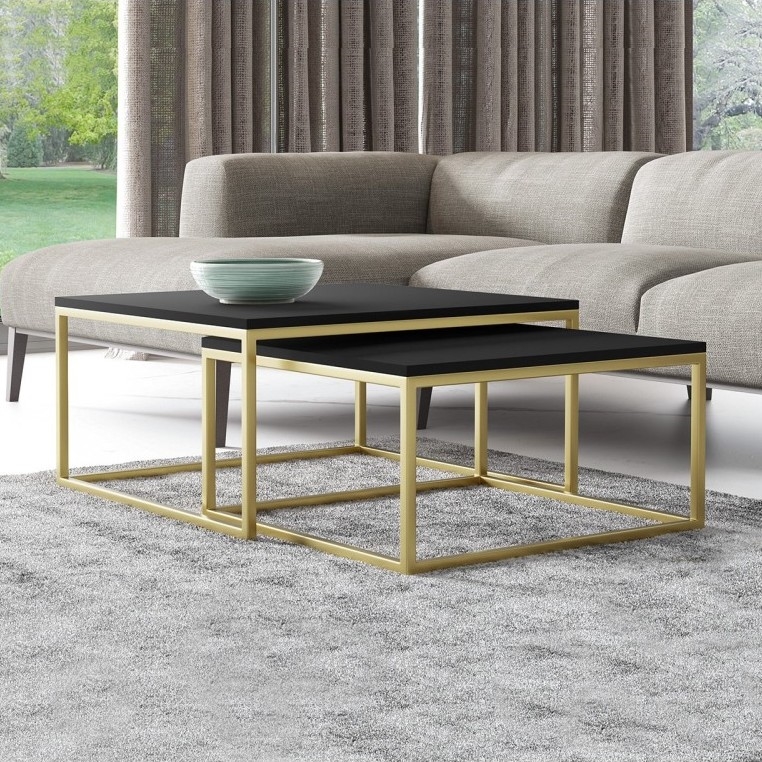 SET 2x Konferensbord DUAL svart/guld