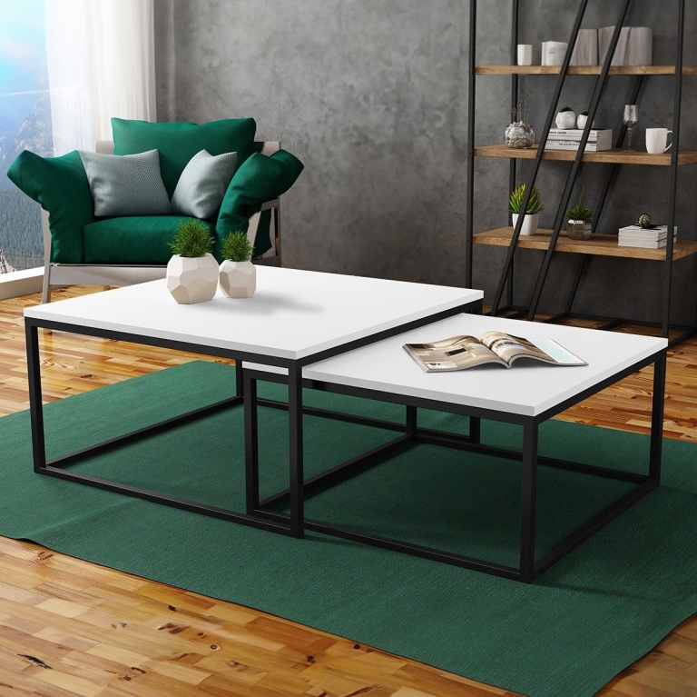 SET 2x Konferensbord DUAL vit/svart