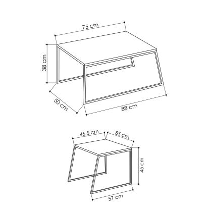 SET 2x Konferensbord PAL beige/svart