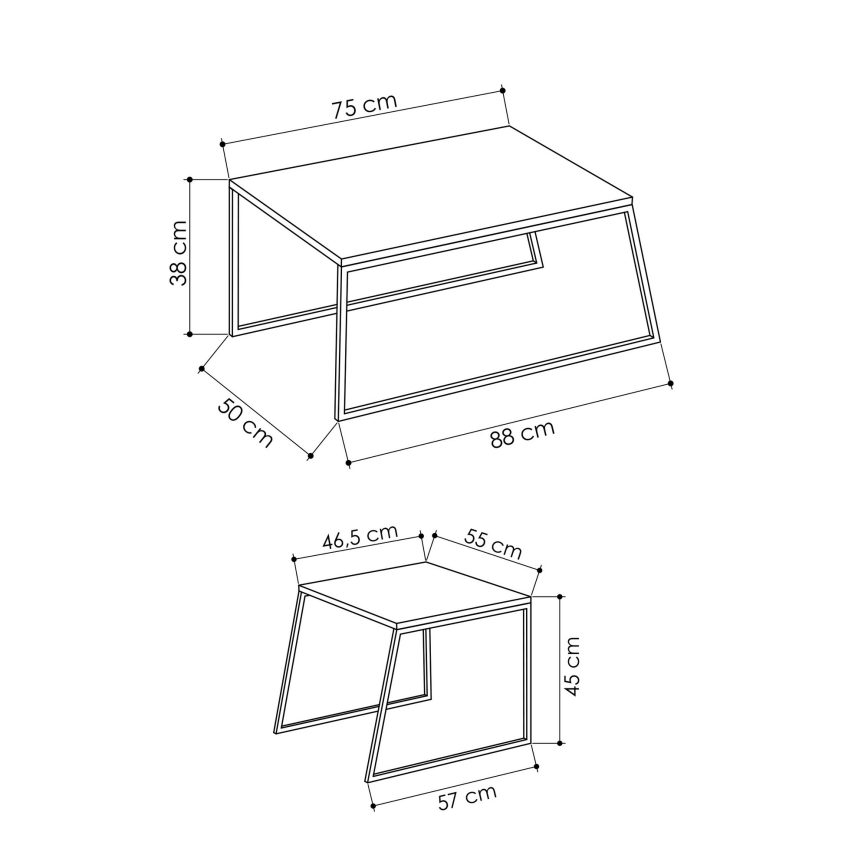 SET 2x Konferensbord PAL beige/svart