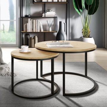 SET 2x Konferensbord RABEN svart/guld ek