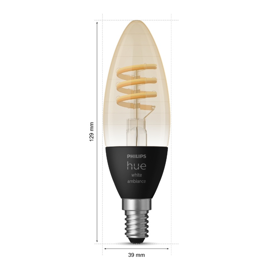 SET 2x LED Dimbar glödlampa Philips Hue WHITE AMBIANCE E14/4,6W/230V
