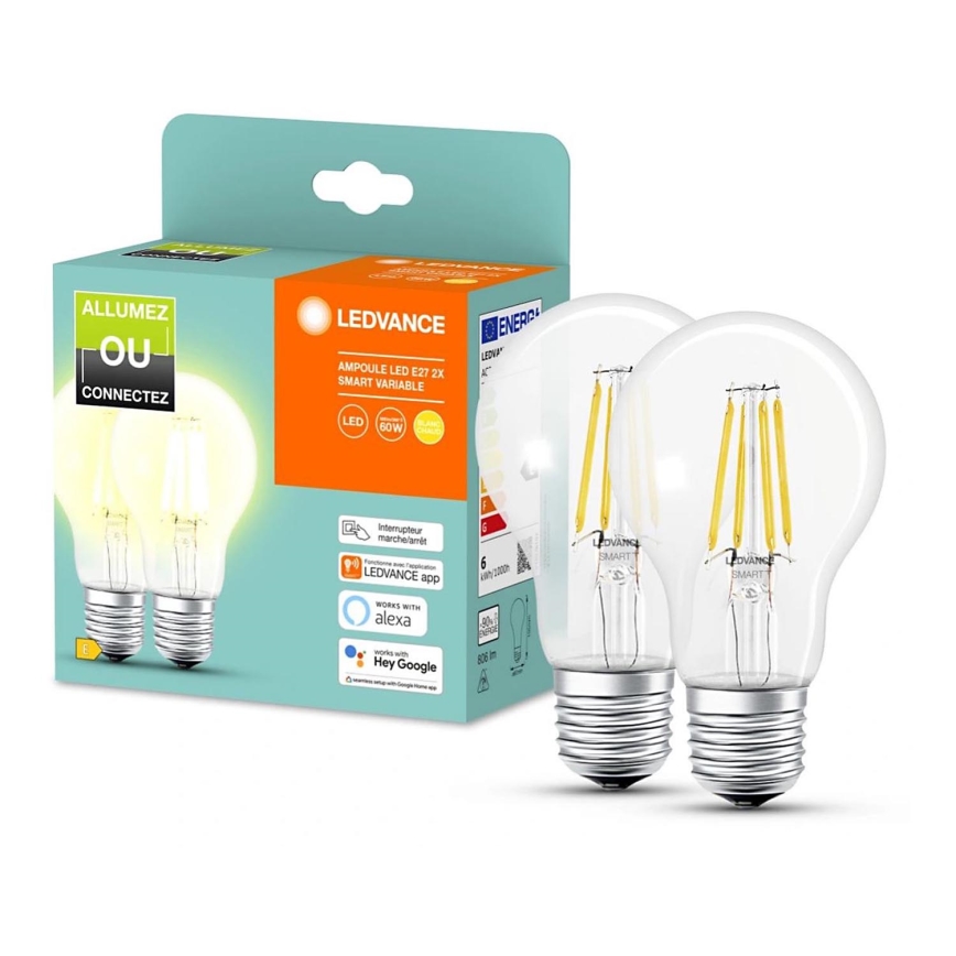 SET 2x LED Dimbar glödlampa SMART+ A60 E27/6W/230V 2700K  - Ledvance