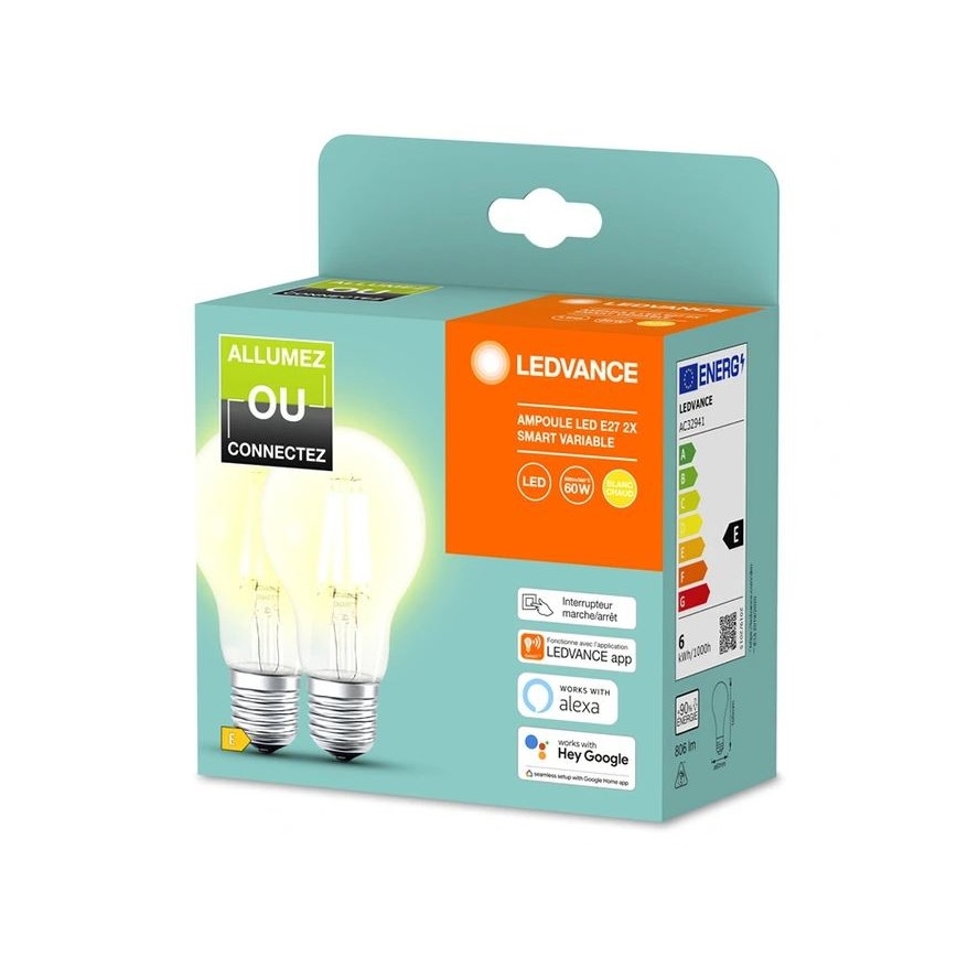 SET 2x LED Dimbar glödlampa SMART+ A60 E27/6W/230V 2700K  - Ledvance