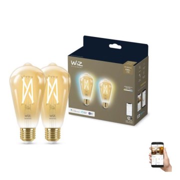 SET 2x LED Dimbara glödlampor VINTAGE FILAMENT ST64 E27/6,7W/230V 2000-5000K Wi-Fi - WiZ