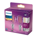 SET 2x LED Glödlampa VINTAGE Philips E14/4,3W/230V 2700K