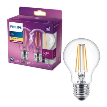 SET 2x LED Glödlampa VINTAGE Philips E27/7W/230V 2700K