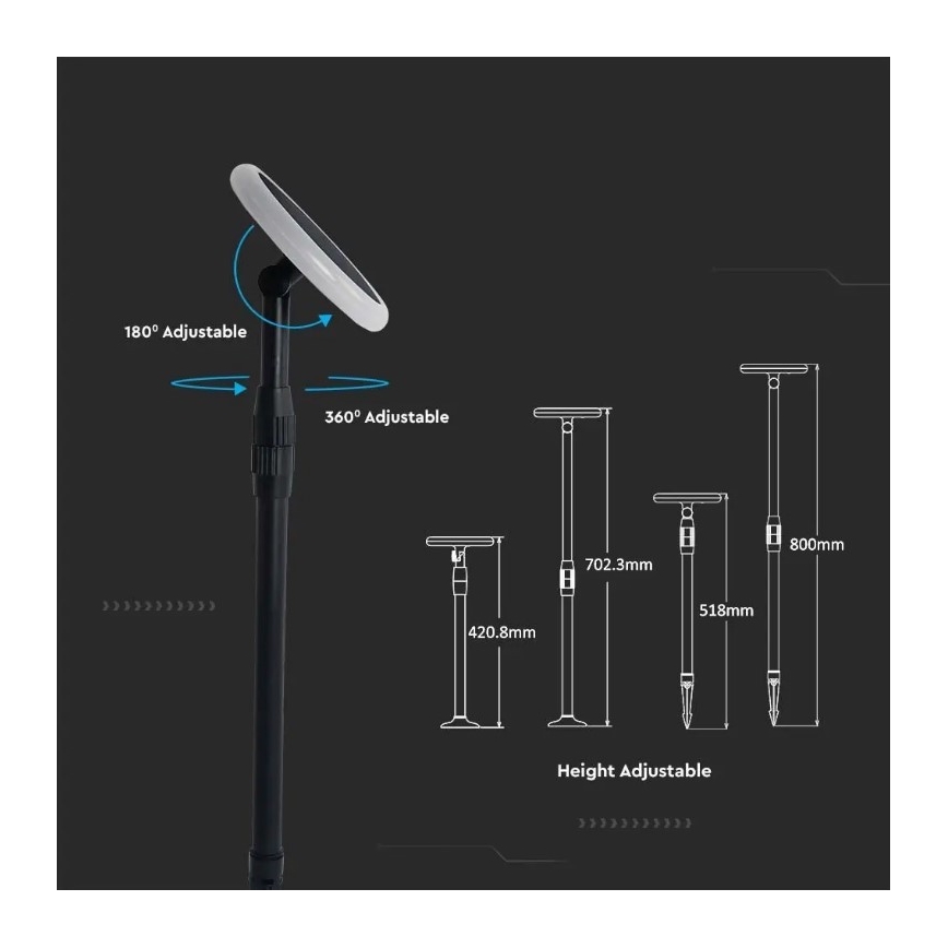 SET 2x LED Justerbar solcell lampa GARDEN LED/3W/5V 42-80 cm 3000K IP65
