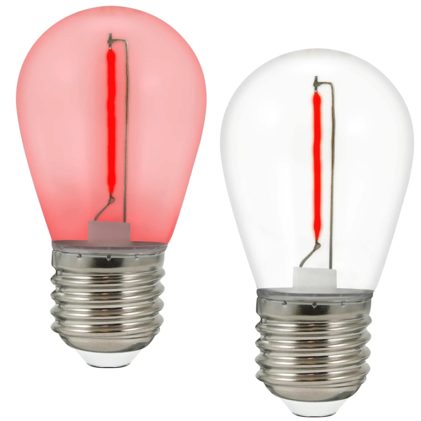 SET 2x LED-lampa PARTY E27/0,3W/36V röd