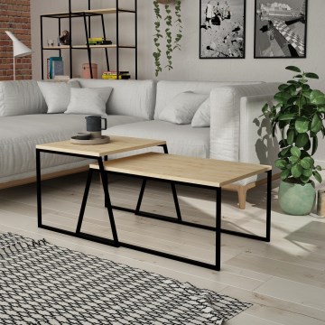 SET 2x Soffbord PAL beige/svart