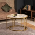 SET 2x Soffbord TAMBUR guld/beige