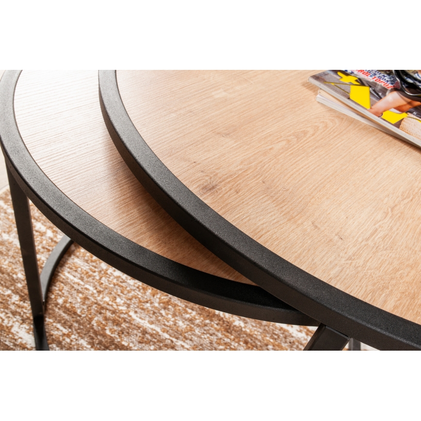 SET 2x Soffbord TAMBUR svart/beige