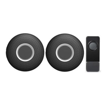 SET 2x Trådlöst uttagsdörrklocka 230V IP55 svart