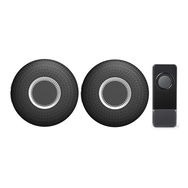 SET 2x Trådlöst uttagsdörrklocka 230V IP55 svart
