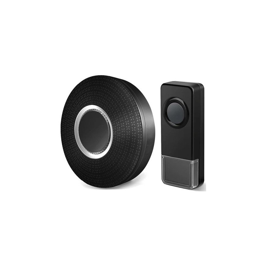 SET 2x Trådlöst uttagsdörrklocka 230V IP55 svart