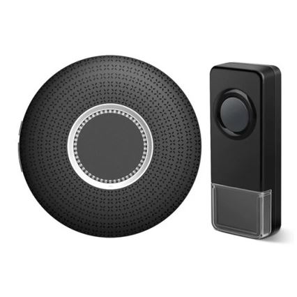 SET 2x Trådlöst uttagsdörrklocka 230V IP55 svart