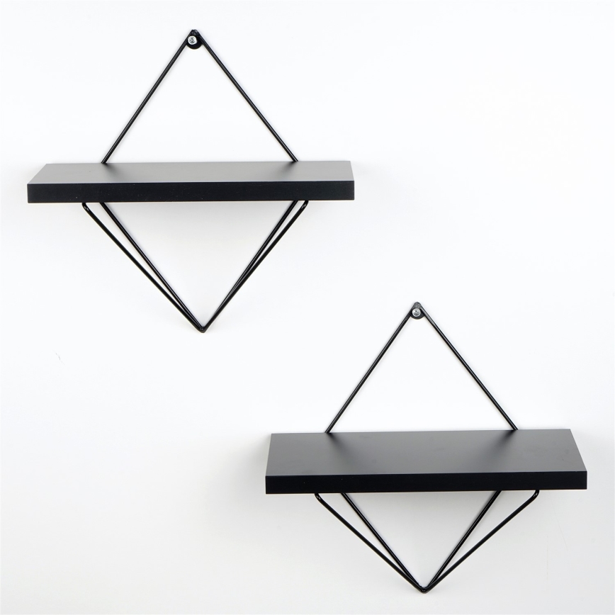 SET 2x Vägghylla svart