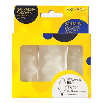SET 3 x Reservlampor träd E10/20V/0,1A vit tillverkad i Europa