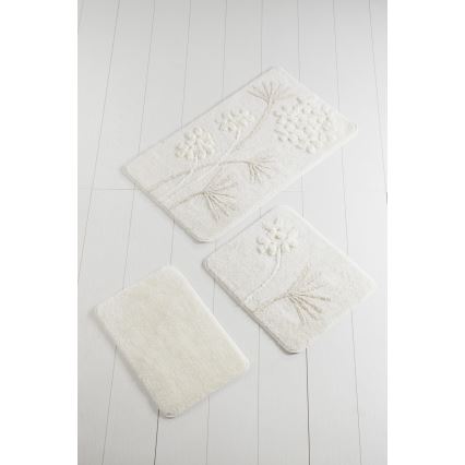 SET OM 3x Badrumsmatta ORKIDE 60/60/100 cm beige