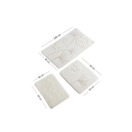 SET OM 3x Badrumsmatta ORKIDE 60/60/100 cm beige