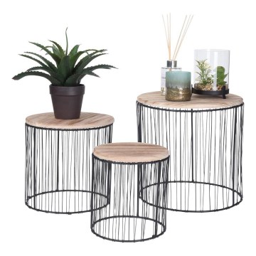 SET 3x Blomsterställning Ø 19/23/28 cm svart/beige