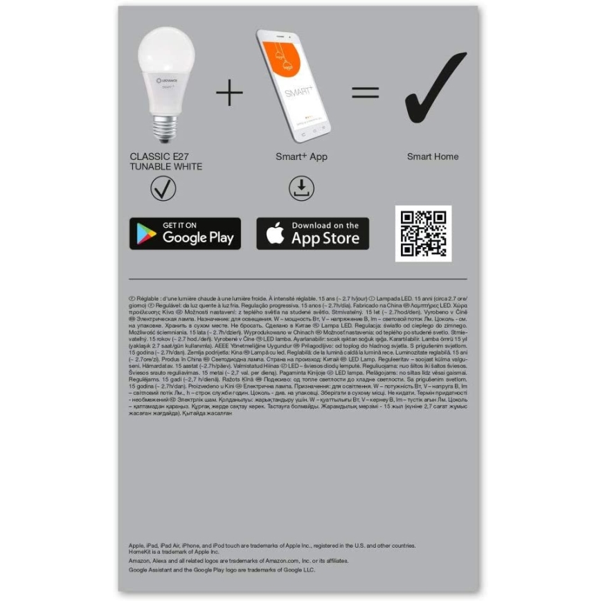 SET 3x Dimbara LED-lampor SMART+ E27/9.5W/230V 2,700K-6,500K - Ledvance
