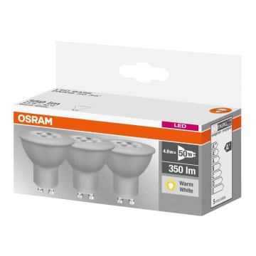SET 3x LED-lampor bas GU10/4.8W/230V 2,700K - Osram