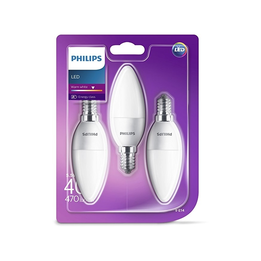 SET 3x LED-lampor Philips B35 E14/5,5W/230V