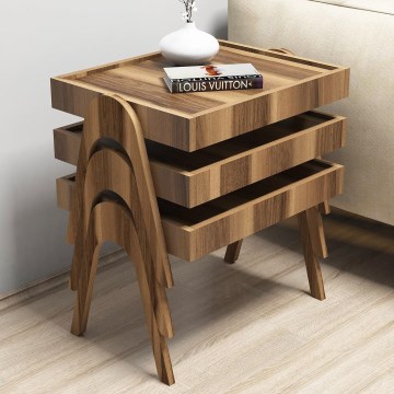 SET 3x Sidobord 41x53,6 cm ROMA brun