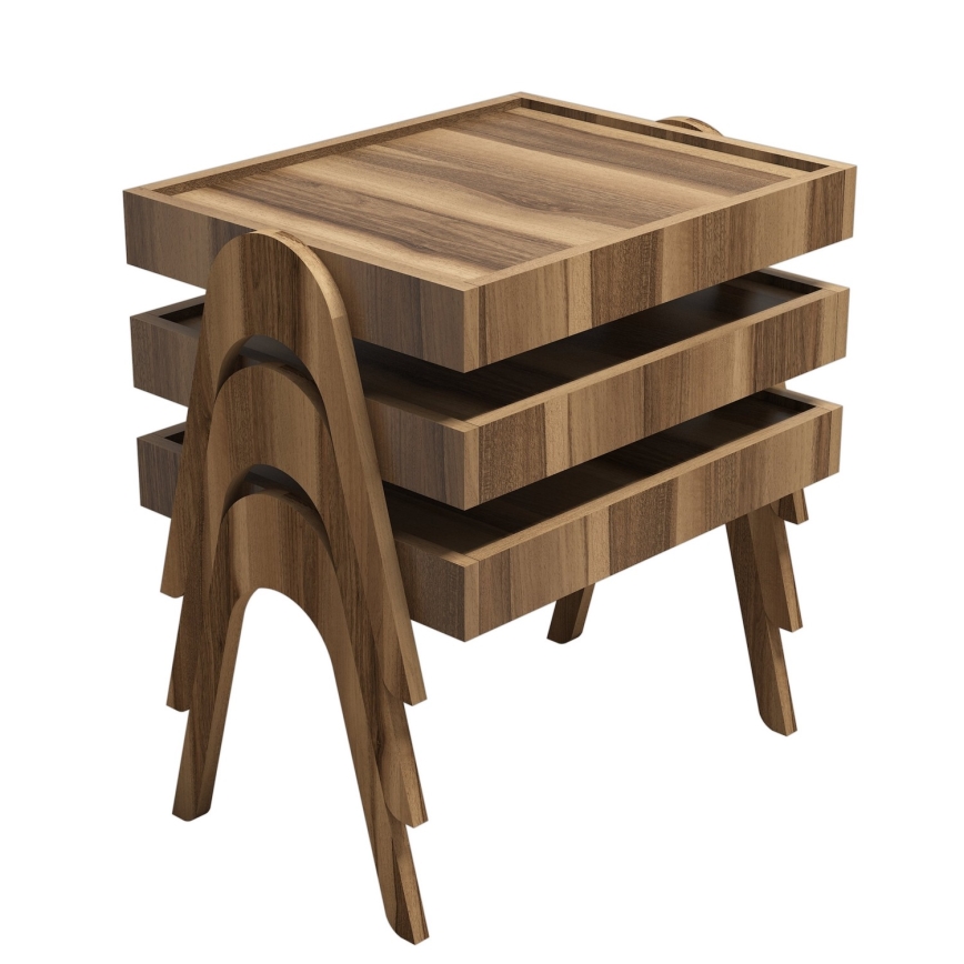 SET 3x Sidobord 41x53,6 cm ROMA brun