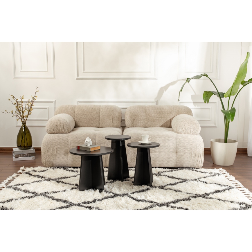 SET OM 3x LUME sidobord Ø 28/33/43 cm svart