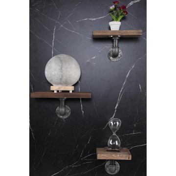 SET 3x Vägghylla BORURAF gran/svart