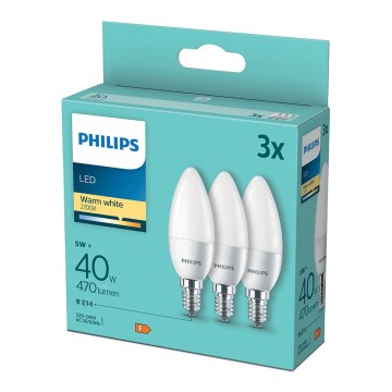 SET 3xLED-lampa Philips B35 E14/5W/230V 2700K
