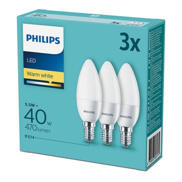 Set 3xLED-lampa Philips E14/5,5W/230V 2700K