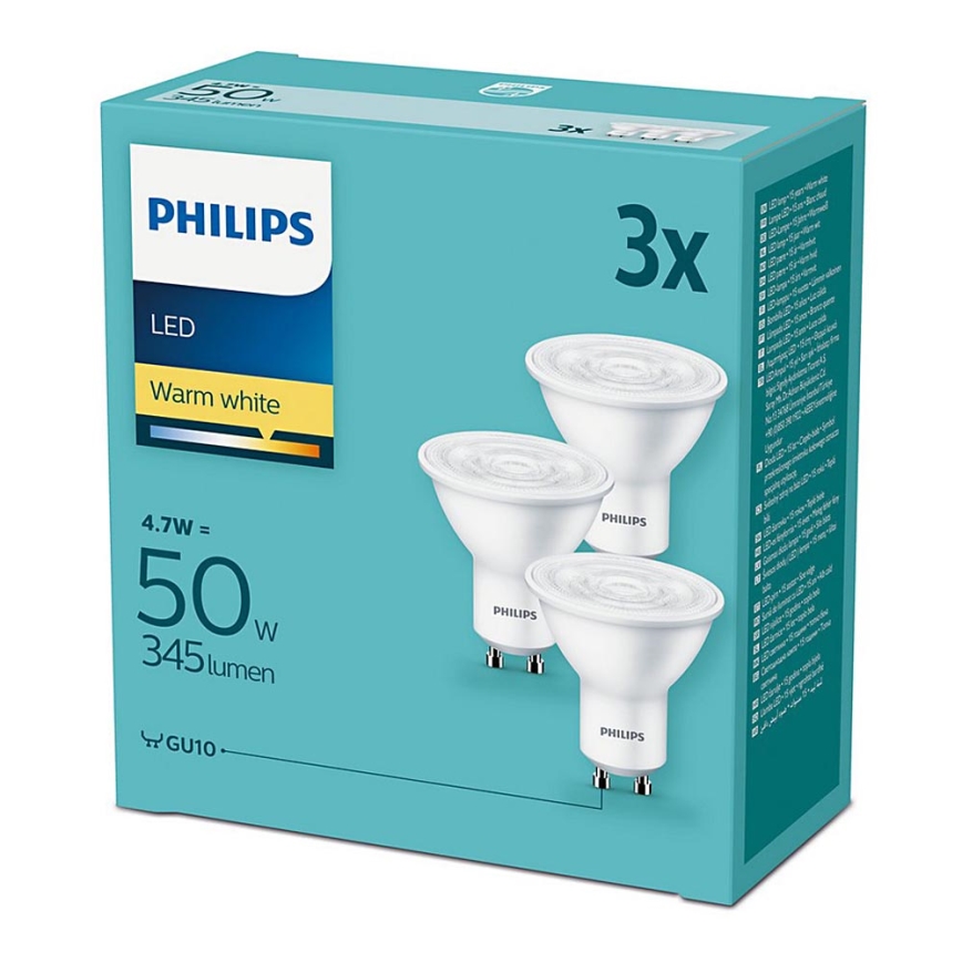 Set 3xLED-lampa Philips GU10/4,7W/230V 2700K