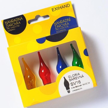 SET 4 x Reservlampor GLORIA E10/14V/0,1A färgglad tillverkad i Europa