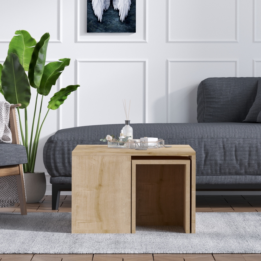 SET 4x Sidobord ORTANCA + soffbord beige