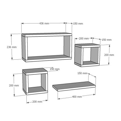 SET 4x Vägghylla BABI vit