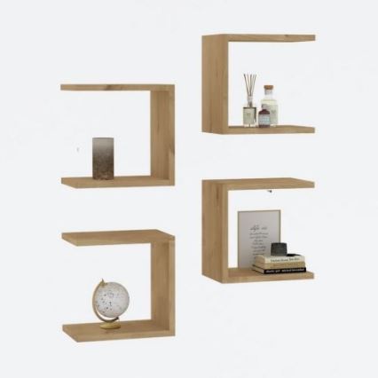 SET 4x Vägghylla BASE brun
