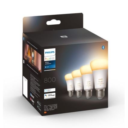 Set 4xLED ljusreglerad glödlampa  Philips Hue WHITE AMBIANCE E27/6W/230V 2200-6500K