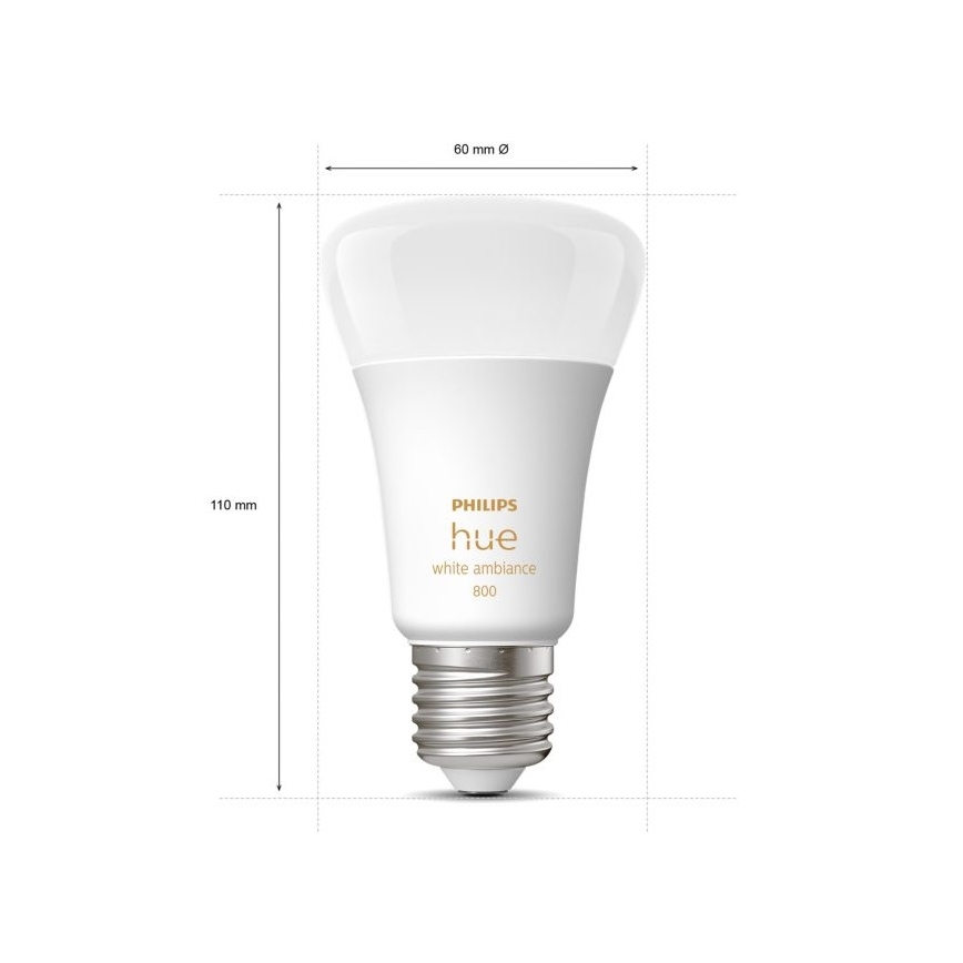 Set 4xLED ljusreglerad glödlampa  Philips Hue WHITE AMBIANCE E27/6W/230V 2200-6500K