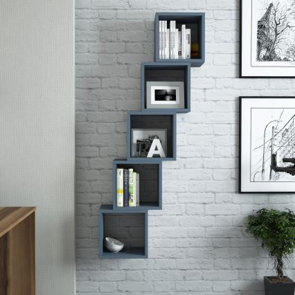 SET 5x Vägghylla BOX blå