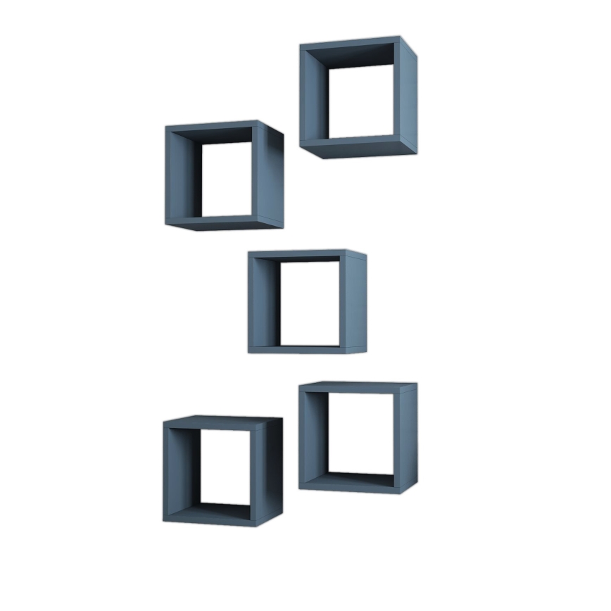 SET 5x Vägghylla BOX blå