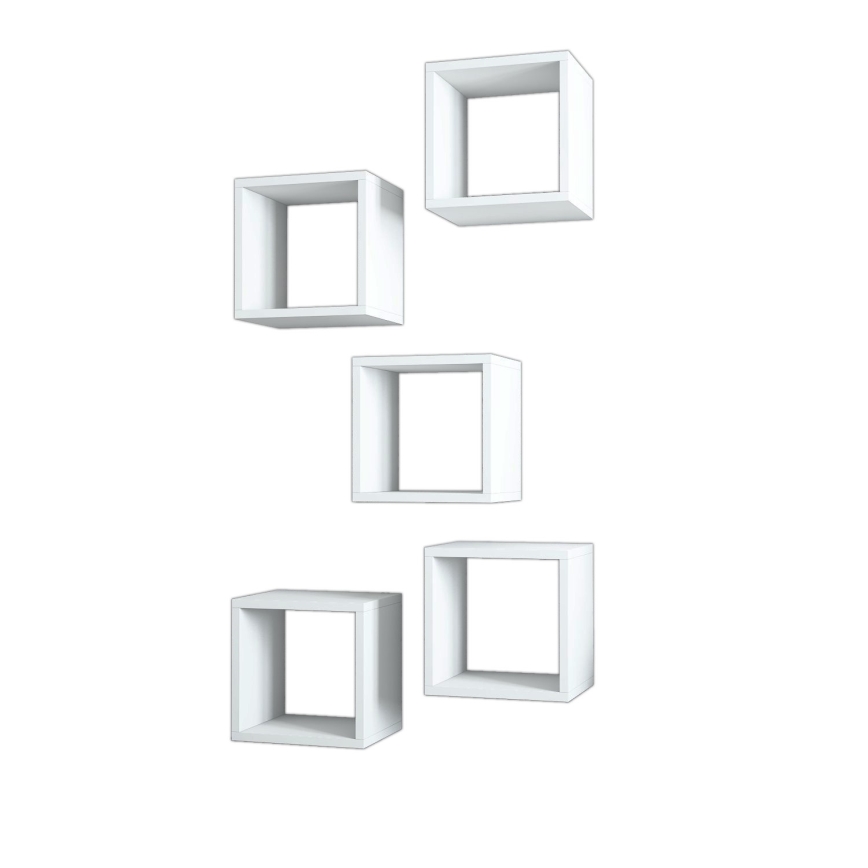 SET 5x Vägghylla BOX vit