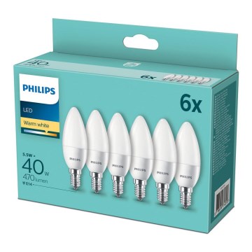 SET 6x LED-lampor Philips E14/5,5W/230V 2700K