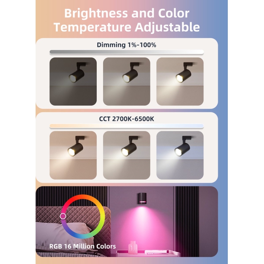 Set med 2 dimbara LED RGBW-lampor MESH GU10/6,5W/230V 2700-6500K Wi-Fi - Aigostar