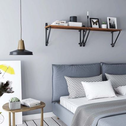 Set med 2 vägghyllor SHELFY, brun/svart