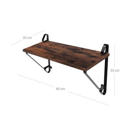 Set med 2 vägghyllor SHELFY, brun/svart