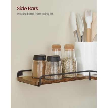 Set med 2 väggmonterade hyllor SHELFY, brun/svart