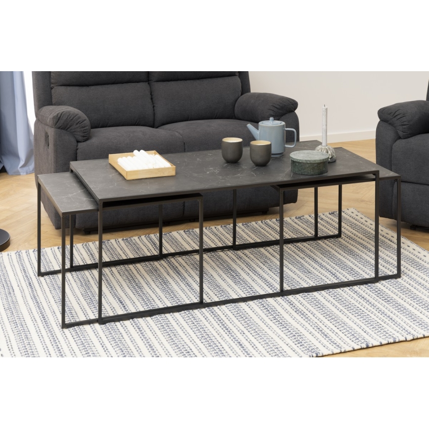 Set med soffbord ALMA 3 delar antracit